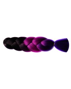Канекалон ( Волосы 3-х цветные, омбре), Темно-Фиолетовый / Фиолетовый / Синий