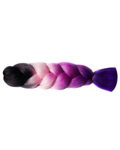 Канекалон ( Волосы 4-х цветные, омбре), Черный / розовый / Сиреневый / Фиолетовый D2
