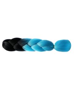 Канекалон (Волосы 2-х цветные, омбре), Черный / Светло-голубой