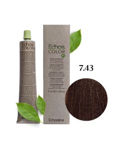 Крем-фарба для волосся Echosline Echos Color Vegan, 7.43 золотисто-мідний середній блонд, 100 мл