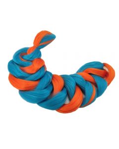 Канекалон, волосся штучне для плетіння 2-х кольорове, синьо-помаранчевий, III BLUE-YELLOW, 100 см, 165 г