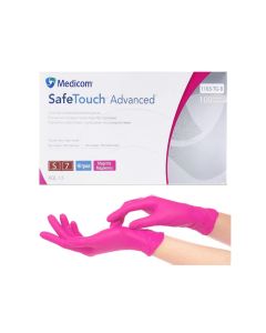 Рукавички нітрилові без пудри Medicom SafeTouch Advanced Magenta рожеві S, 1 шт