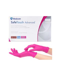 Перчатки нитриловые без пудры Medicom SafeTouch Advanced Magenta розовые S, 1 шт