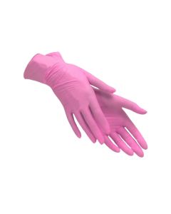 Рукавички нітрилові текстуровані на пальцях рожеві SFM S, 1 шт