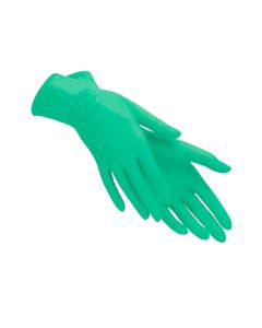 Перчатки нитриловые текстурированные на пальцах зеленые SFM S, 1 шт