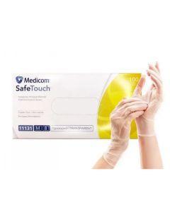 Перчатки виниловые без пудры Medicom SafeTouch прозрачные М, 1 шт