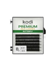 Ресницы черные Kodi B 0.15 (6 рядов 6-1,7-1,8-2,9-2,) Butterfly Green
