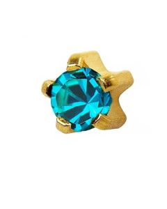 Серьги гвоздики Caflon Gold (голубой цирконий, крапан, средние)